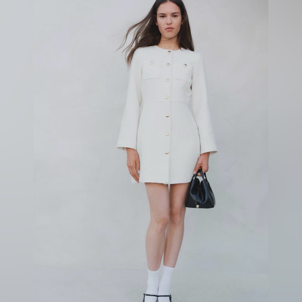 Elegant Cream Textured Women's Coat